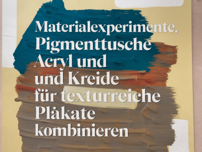 materialexperimente: pigmenttusche, acryl und kreide für texturreiche plakate kombinieren