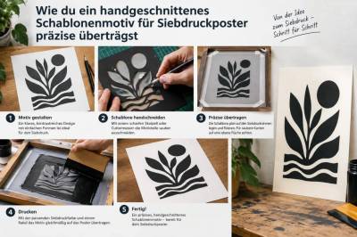 Wie du ein handgeschnittenes Schablonenmotiv für Siebdruckposter präzise überträgst