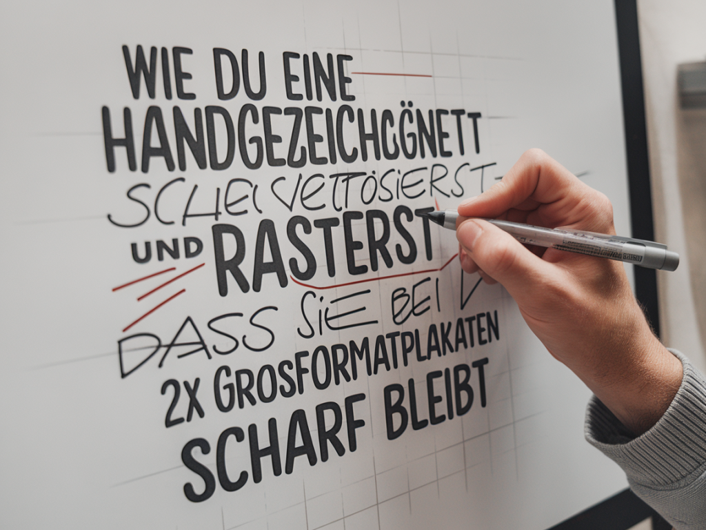 Wie du eine handgezeichnete Schrift so vektorisierst und rasterst, dass sie bei 2× Großformatplakaten scharf bleibt