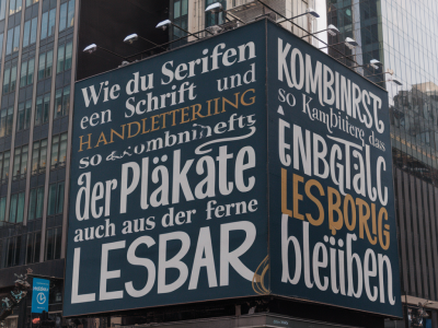 Wie du serifen schrift und handlettering so kombinierst, dass plakate auch aus der ferne lesbar bleiben